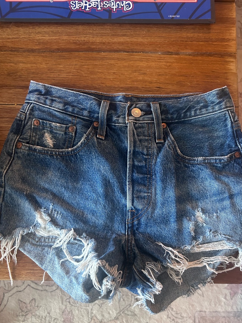 Levi's Distressed Blue Denim Cutoff Shorts